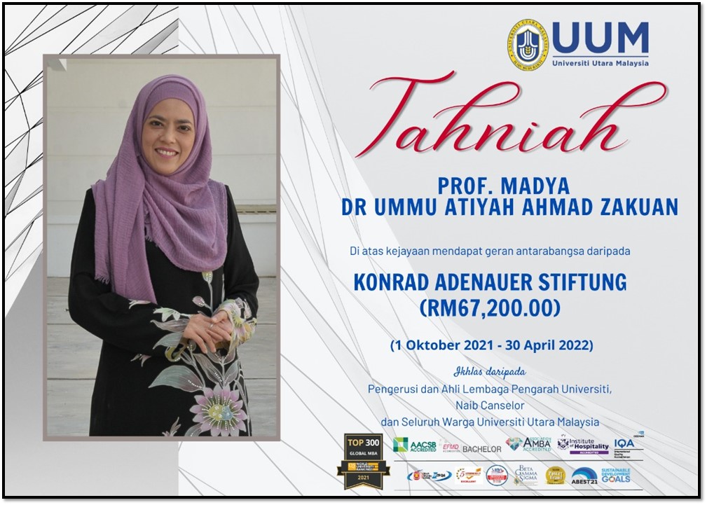 Tahniah Dr Ummu Atiyah Geran Antarabangsa Konrad Adenaeur Stiftung